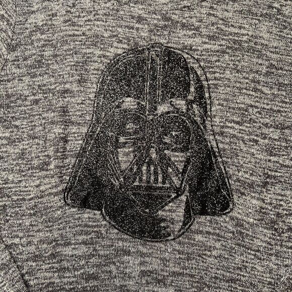 Star Wars Women's Top Large Gray Darth Vader Glitter Shimmer Long Sleeve Shirt - Picture 3 of 7
